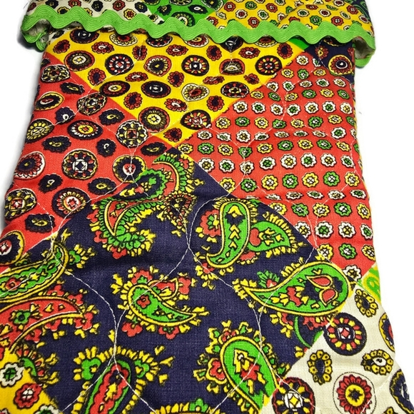 Vintage Patchwork Quilted Christmas Stocking 17" Calico Pattern - Picture 6 of 7